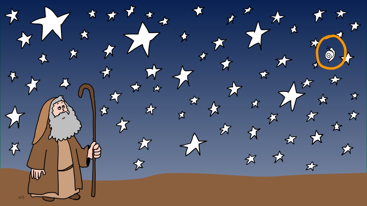 Il y a un escargot qui s'est glissé parmi les étoiles...