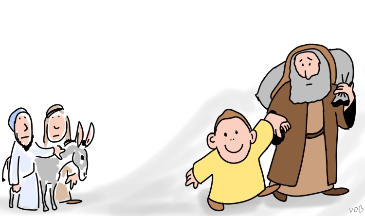 Abraham prend Isaac avec lui et dit aux serviteurs de l'attendre