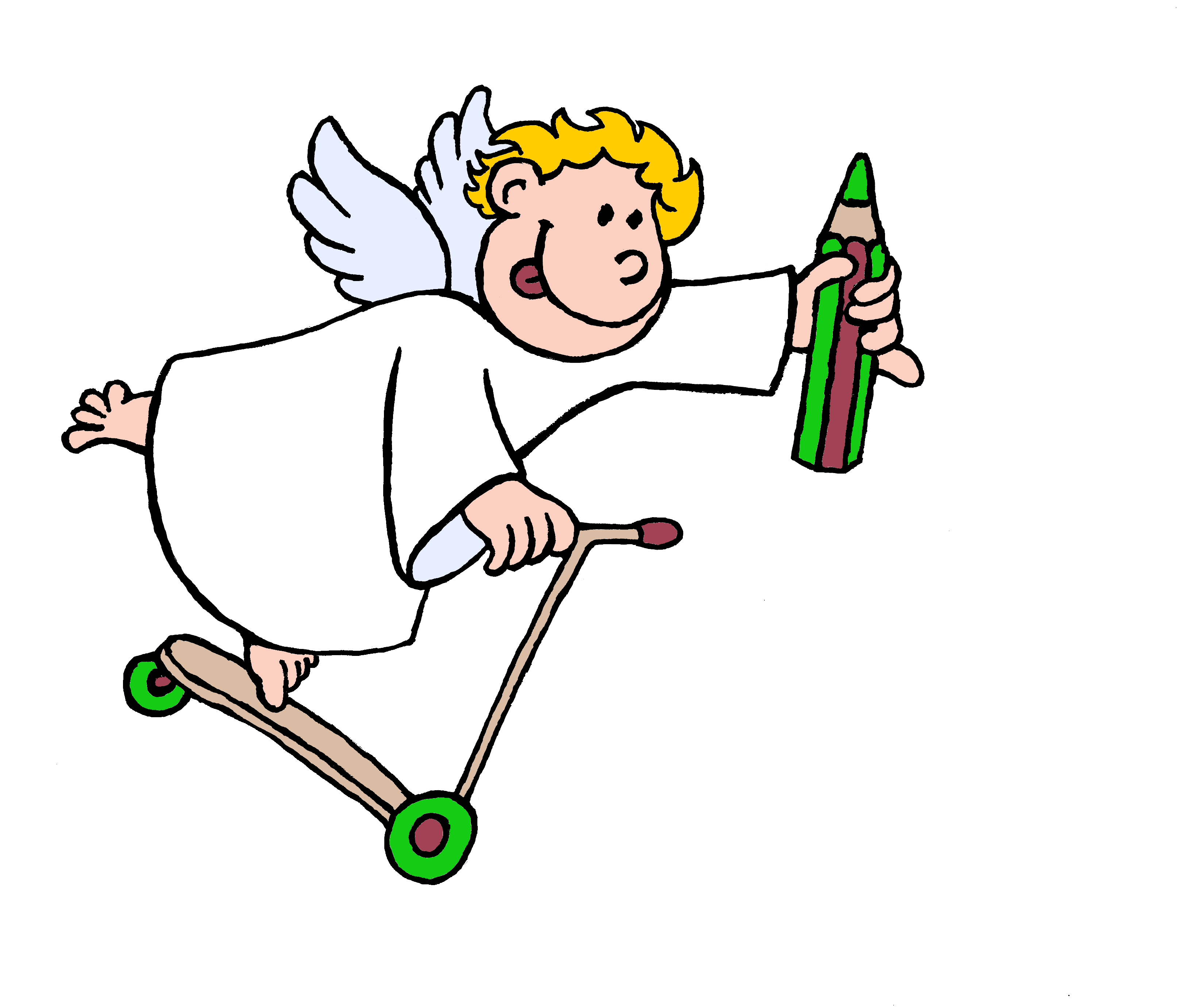 Petit ange avec sa trottinette