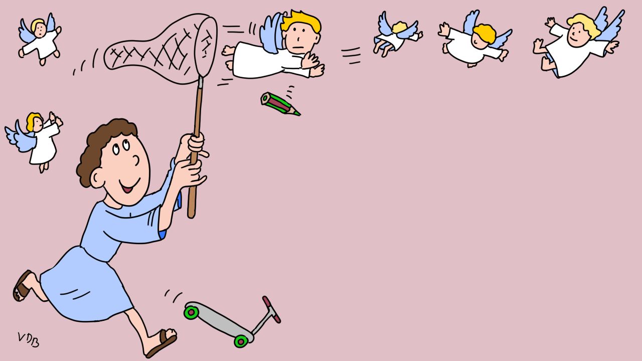 Jacob attrappe les anges avec un filet à papillons