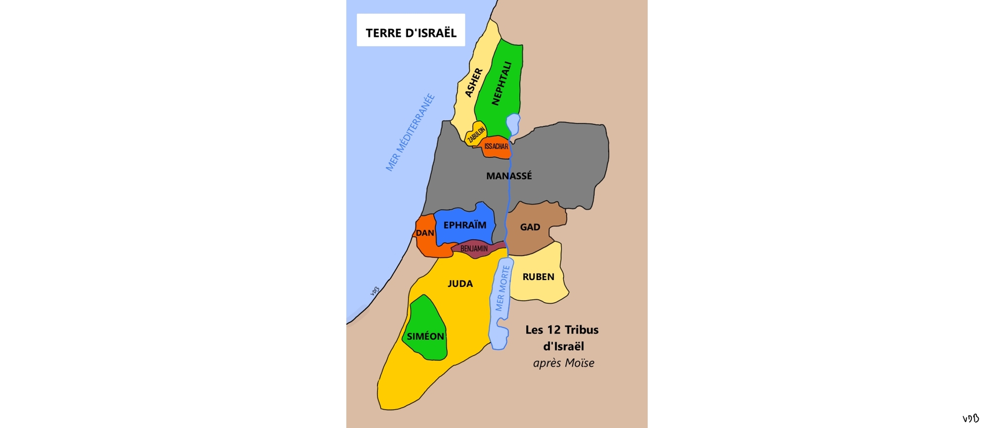 Carte des 12 tribus d'Israël