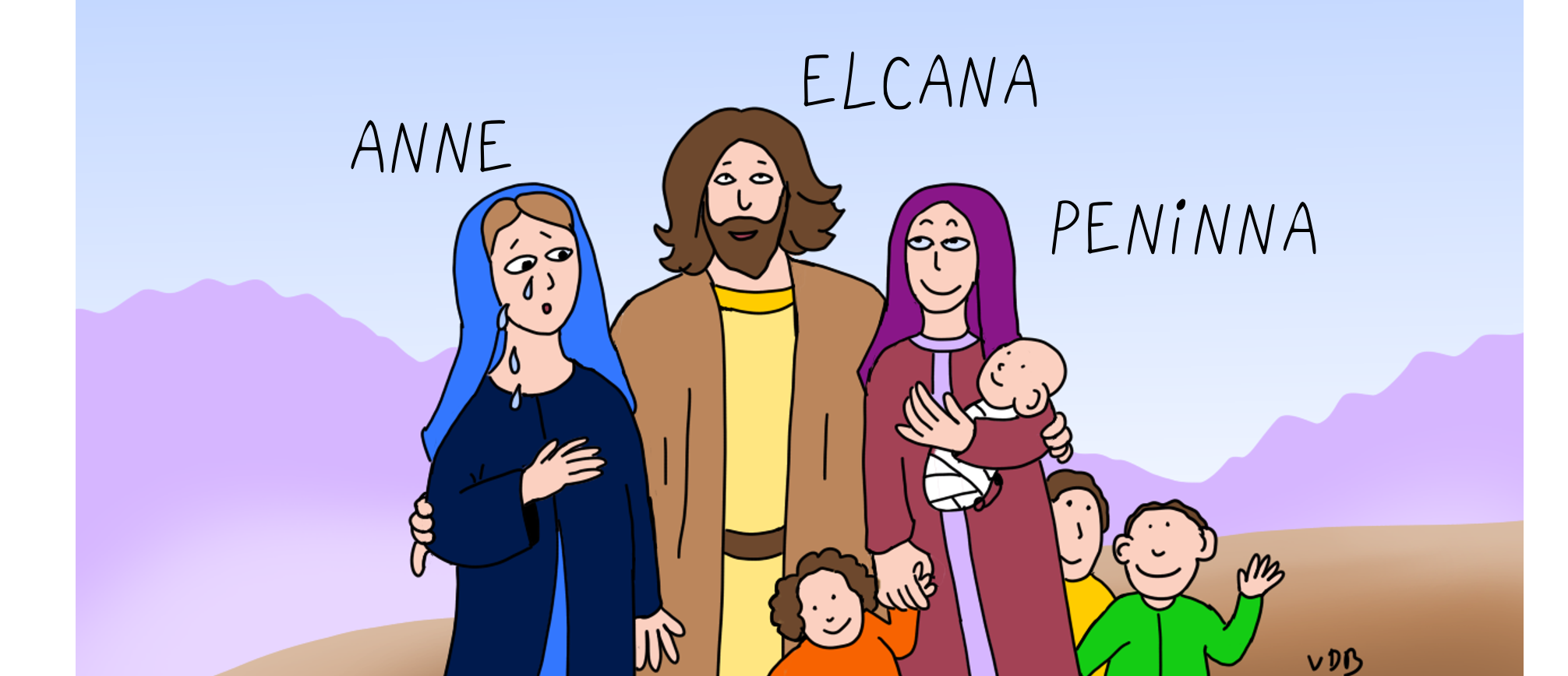 La famille d'Elcana avec les noms
