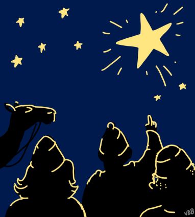 Les Mages regardent l'étoile la nuit